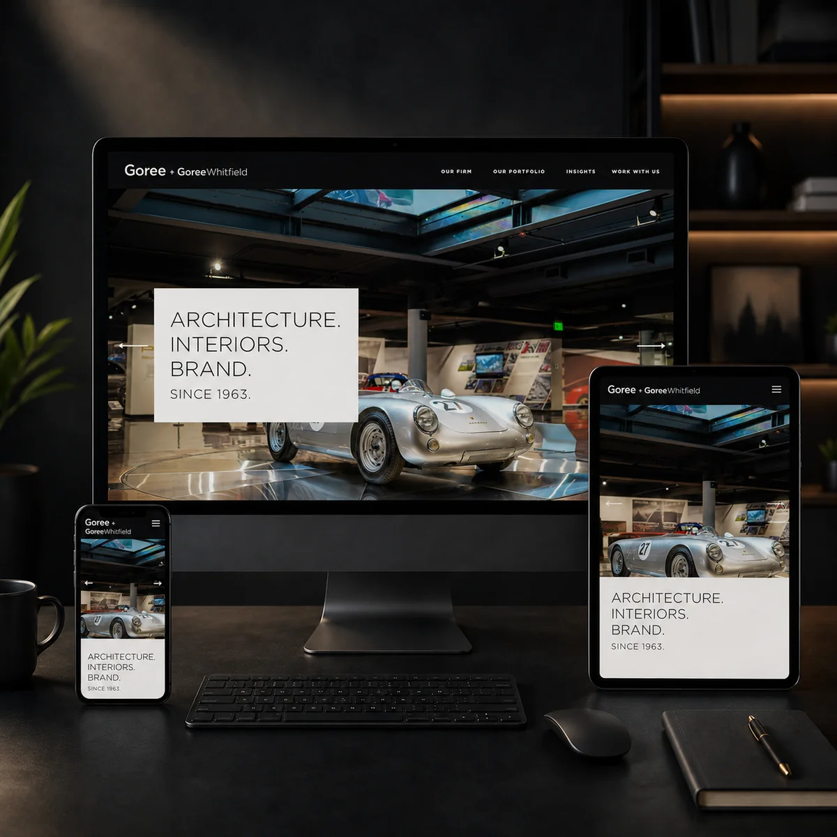 Responsive website design shown across devices