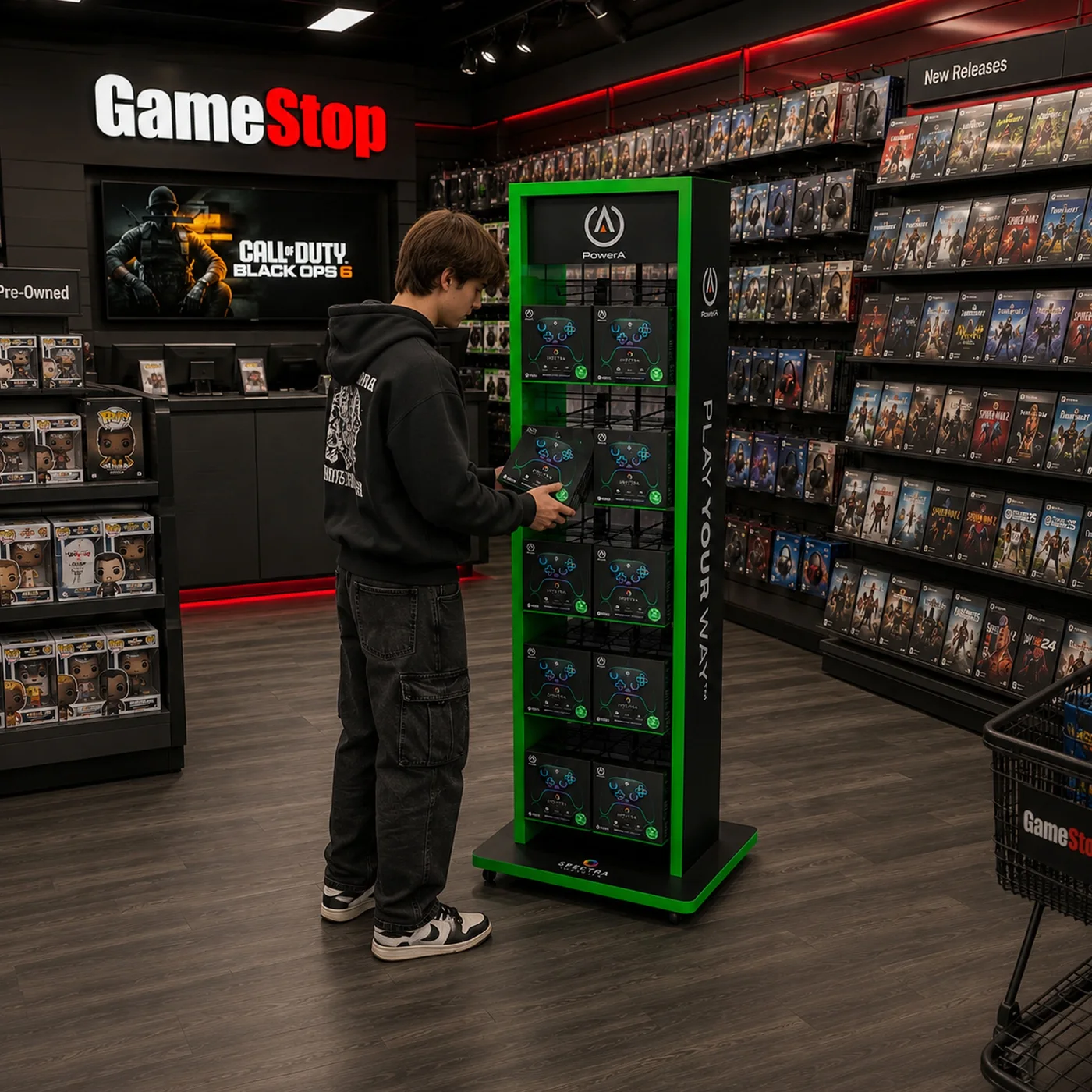 Spectra controller retail display inside GameStop